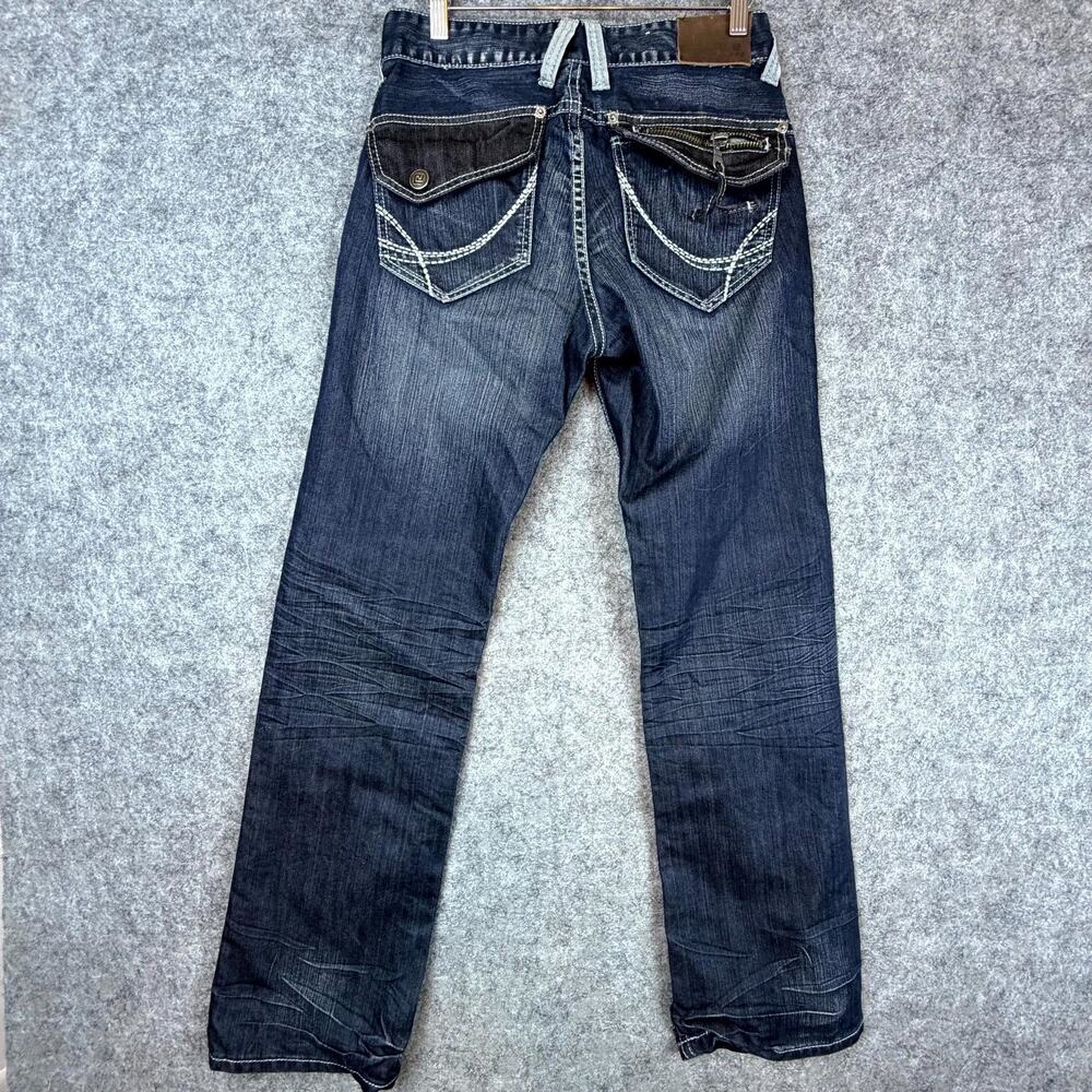 Carbon Black Jeans 28 Blue Mid Rise Straight Leg Flap Pocket Y2K‎ Grunge